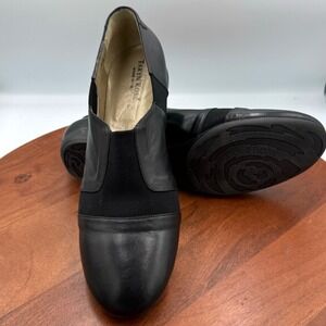 Taryn Rose Black Leather Loafer Flat Women EU 43 Stretch Slip On Italian Classic